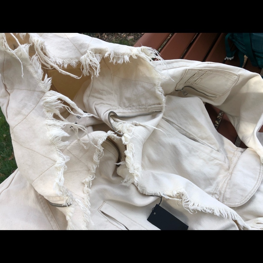 RARE R13 Selvedge Anorak Natural Frayed Denim Coat - Picture 6 of 9